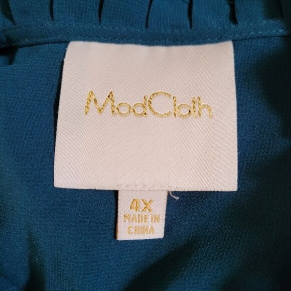 Modcloth Green dress Fall Winter 4X 4XL Semi Sheer Missing Slip - Picture 6 of 7